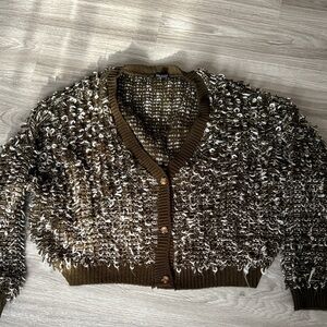 Boohoo green and Cream Knit Cardigan